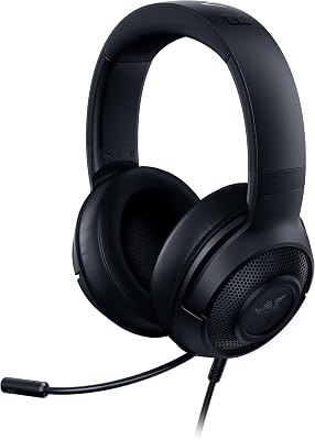 Razer Kraken X Lite – Cuffie da gioco per PC ultraleggere con cavo – Microfono cardioide curvabile con suono surround (230 g di peso, jack da 3,5 per PS4, PS5, Switch, Xbox One, Xbox Series X|S) Nero