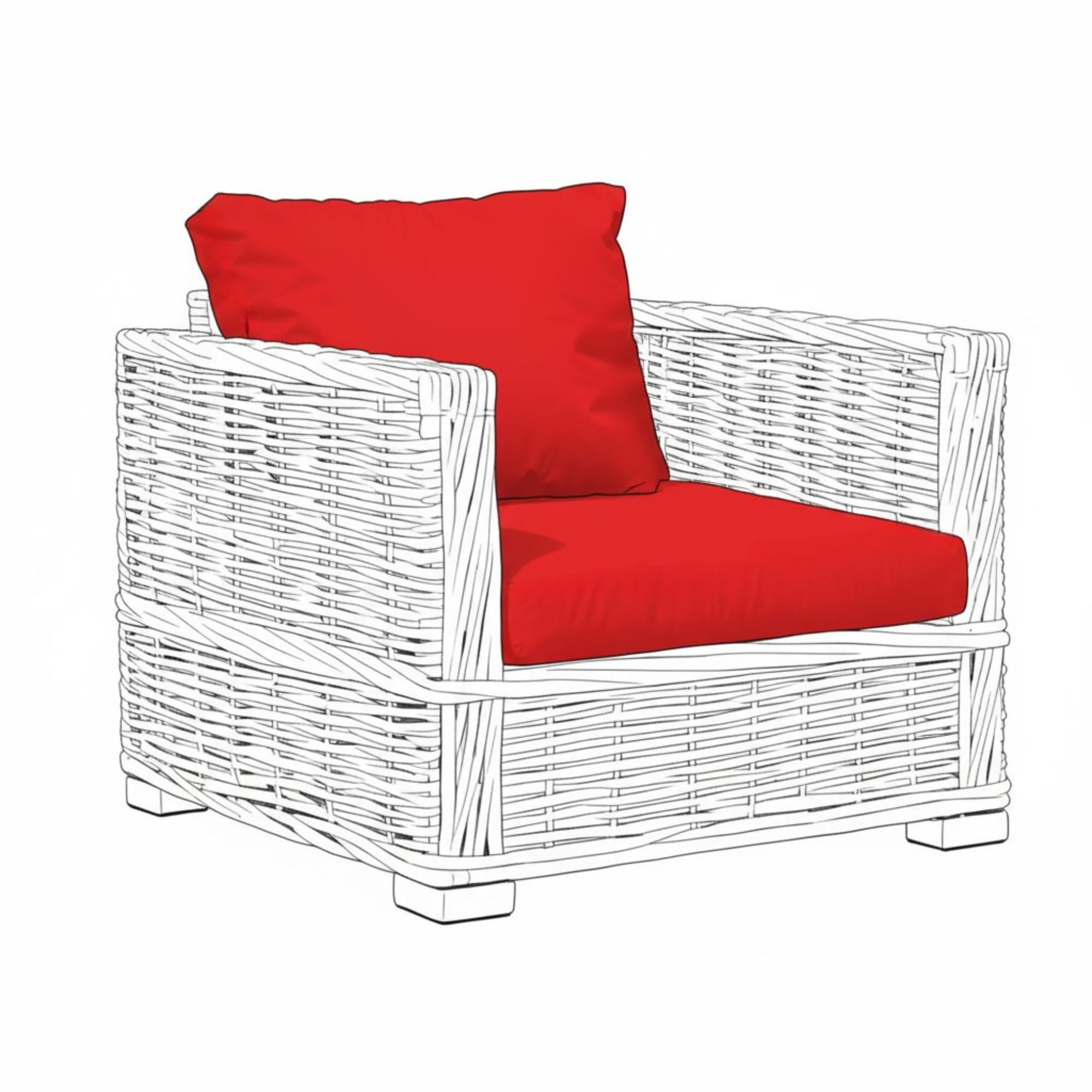Kosiproducts Replacement Rattan Cushion Seat Cushions Garden Patio Furniture [Red, 1 Seat + 1 Cushion] - Furntiure Not Included
