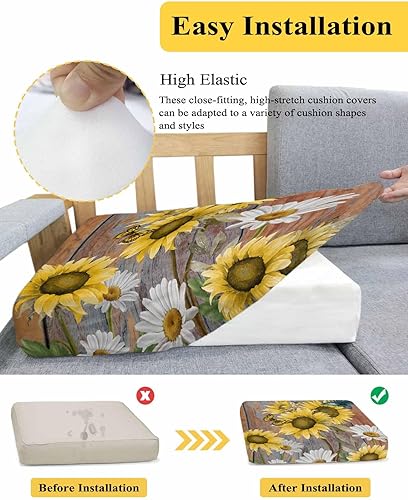 Miniatura 5 de Fundas de cojín elásticas para sofá de diseño de flores en acuarela, seccionalindividualLT, funda para muebles con parte inferior elástica, diseño