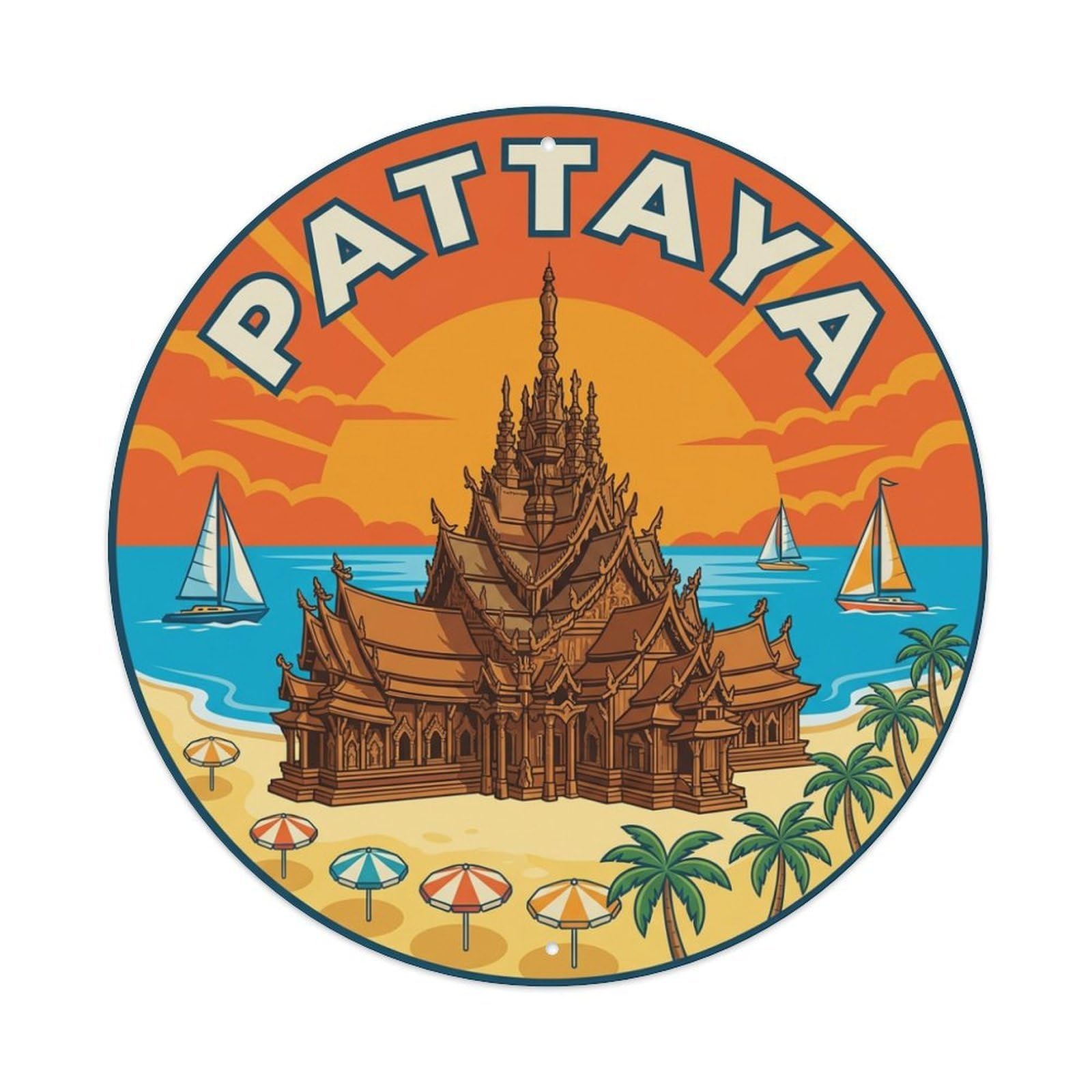 Galvaxio Style Thailand Retro Travel Pattaya Metal Tin Sign