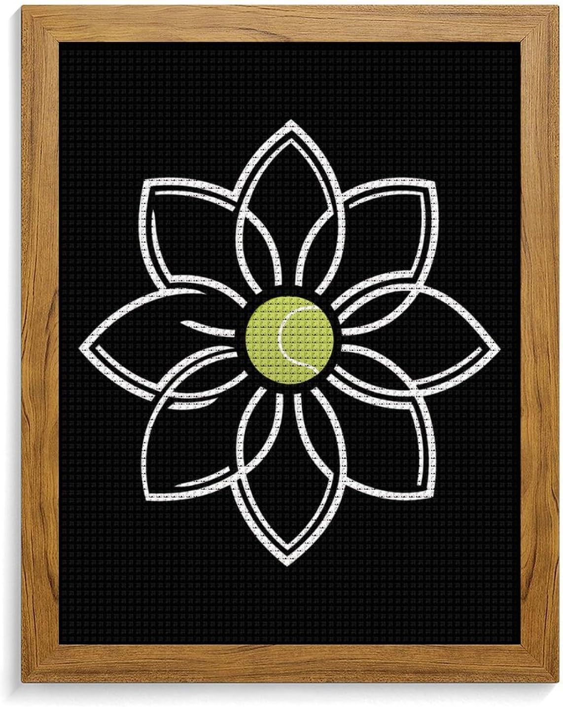 Flower With Tennis Ball Diamond 5D Painting Kits with Frame DIY Full Round Drill Gem Art Crafts for Home Wall Decor 16 X 20in Yellow Wood 40 * 50cm