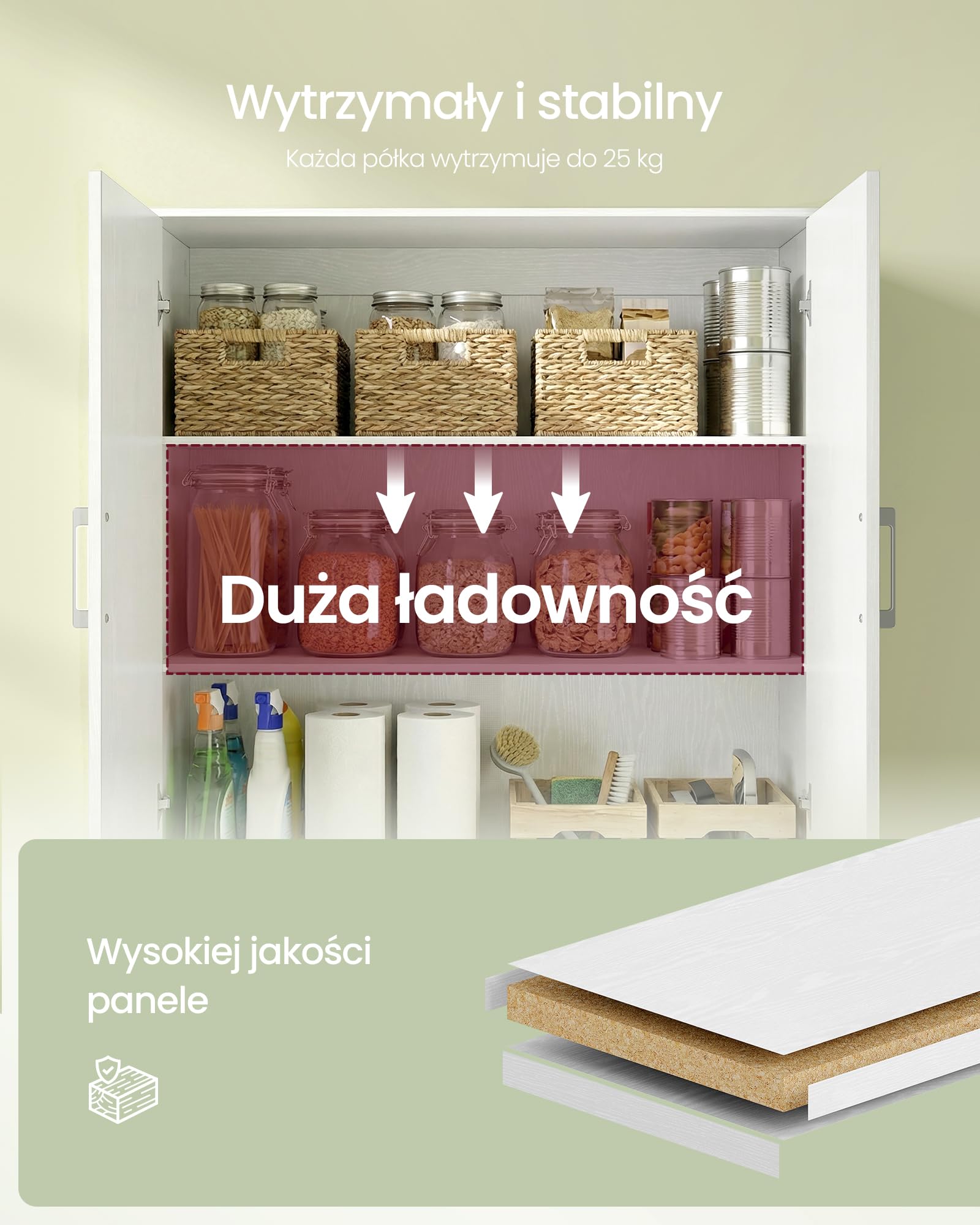 SONGMICS OFC083WE01 szafa wielofunkcyjna, z 4 drzwiami, 5 półek, szafa do przechowywania, szafa na ubrania, z uchwytami, drewniana płyta wiórowa, 80 x 40 x 180 cm, śnieżnobiała