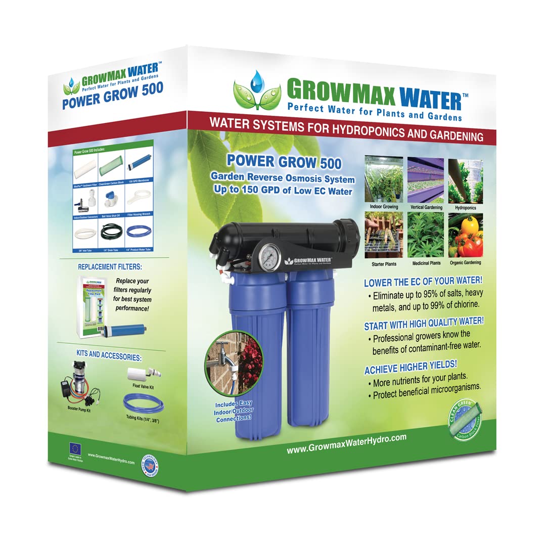 Power Grow 500. Sistema de Osmosis Inversa de 5 etapas para uso en hidroponía y jardinería. Produce hasta 500 L/d - ¡Sin esperas, produce hasta 20 L/h!