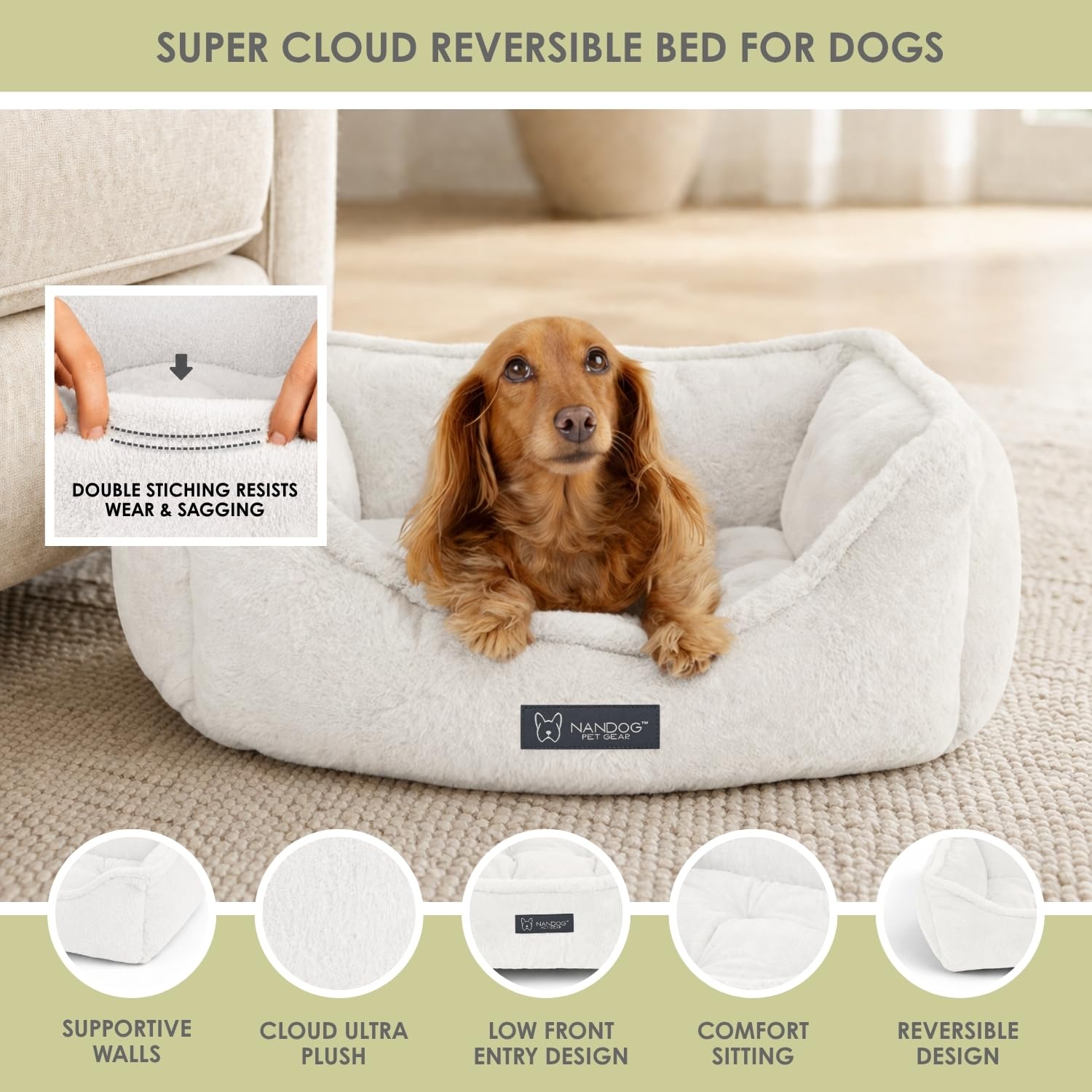 NANDOG Cloud Collection legowisko dla kotów i psów dla małych i średnich ras (kość słoniowa, regularne)