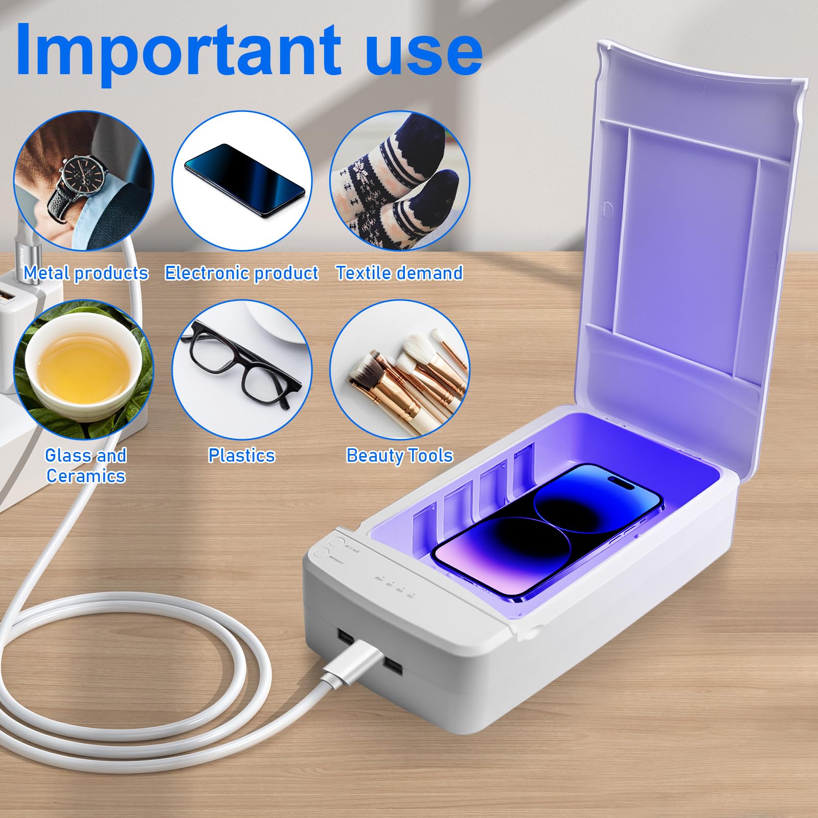 Sterilizzatore portatile per lampada UV a doppio strato - Scatola professionale per unghie UV - Dispositivo di disinfezione a LED - Dispositivo di disinfezione per saloni di manicure