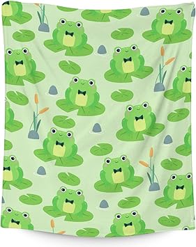 Frog Blanket Gifts - 30x40 Inches Cute Throw for Girls & Boys - Green Soft Fuzzy Blankets for Couch & Office