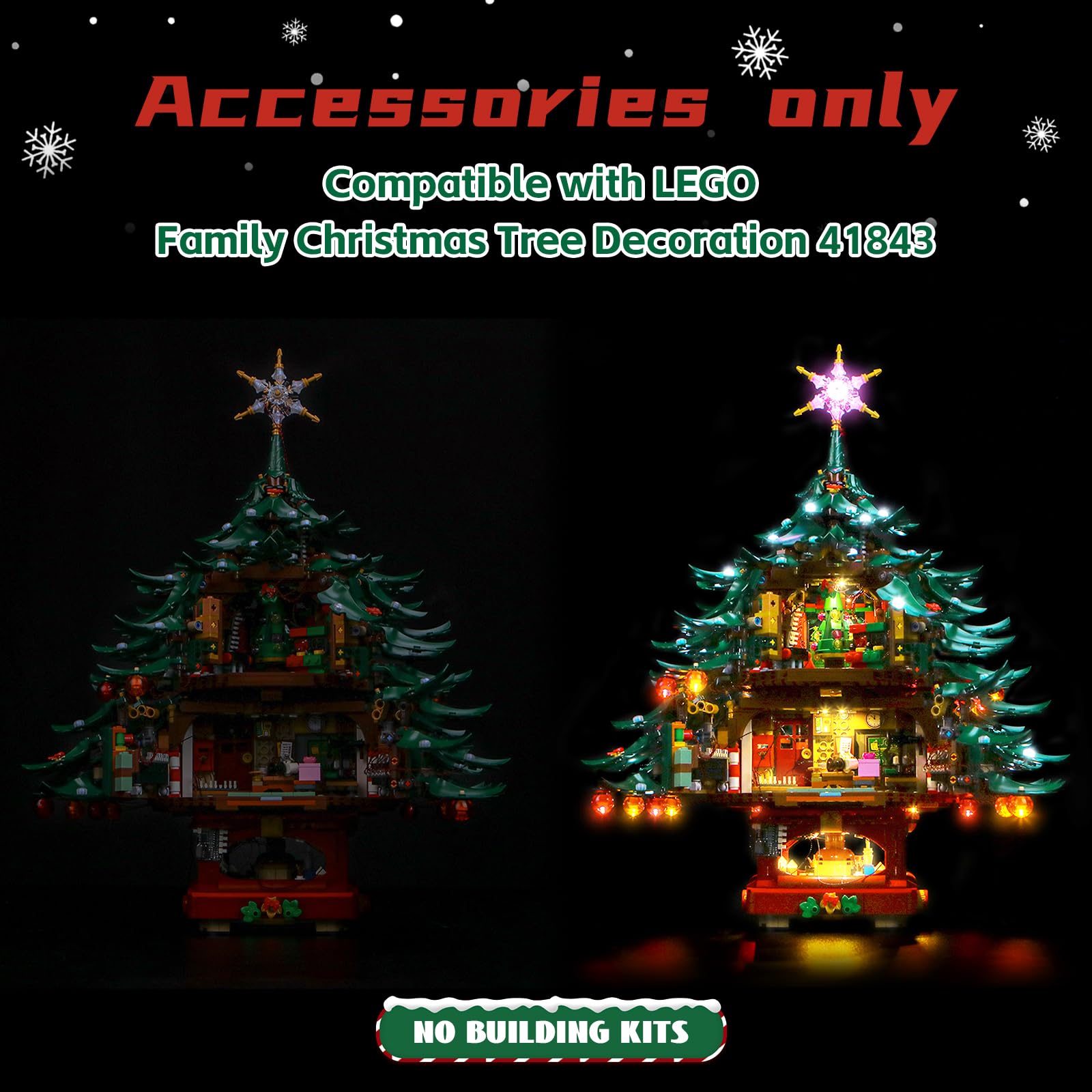 Remote Control Led Light Set Compatible with Lego Family Christmas Tree Decoration 41843 (No Model) - Image 2