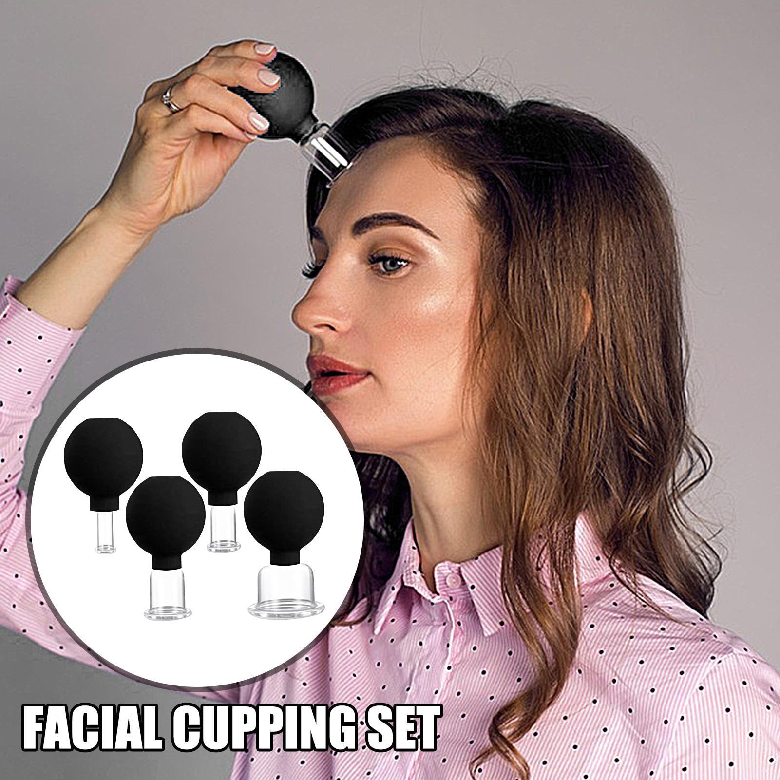 Ensemble de ventouses pour le visage, ventouses portables pour le visage, ensemble de 4 pour le corps, outil de massage du dos pour salon de beauté à domicile pour la relaxation, thérapie de