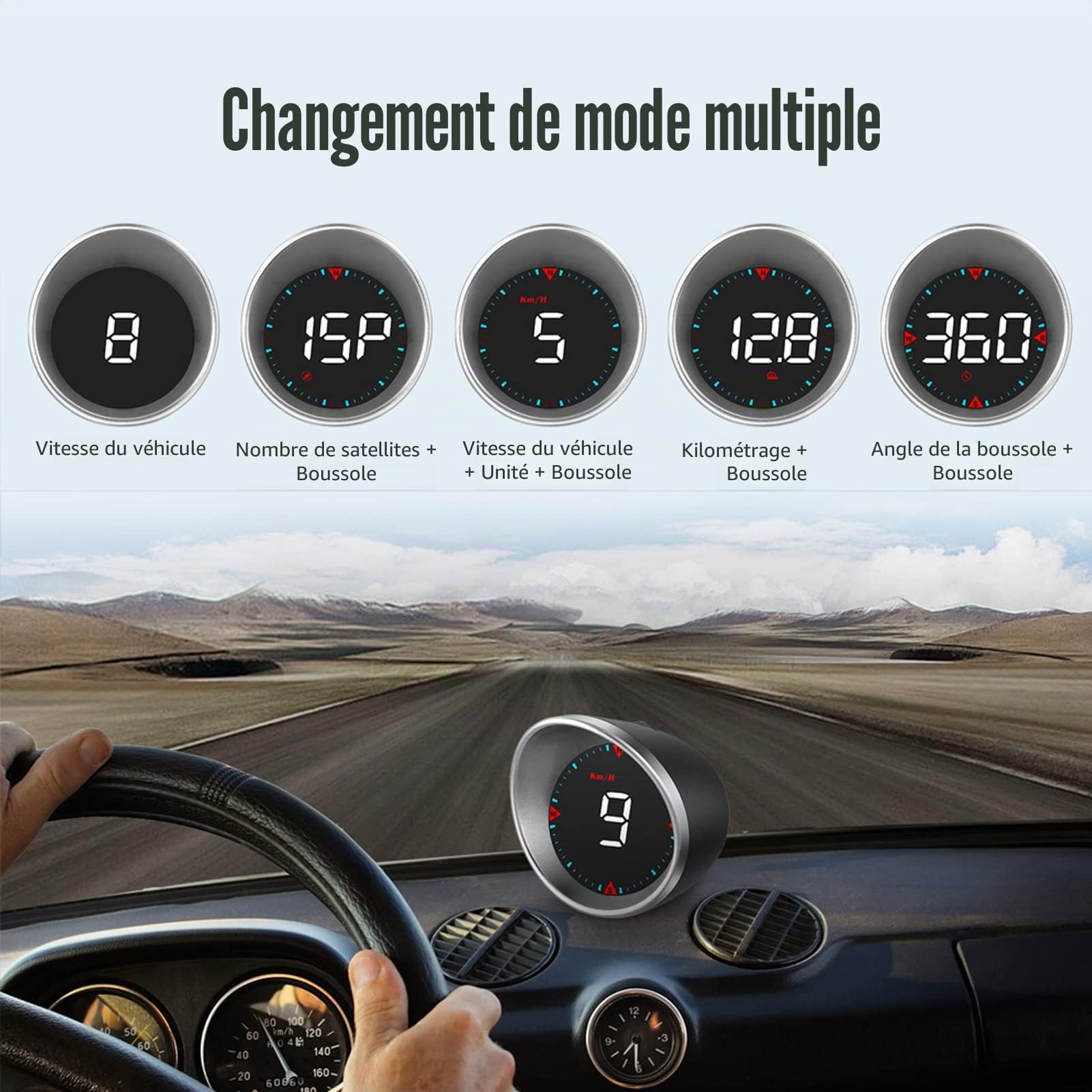 Compteur de Vitesse HUD pour Voiture, écran numérique Intelligent Universel avec Tachymètre GPS pour Camion, Bus, Bateau, Moto