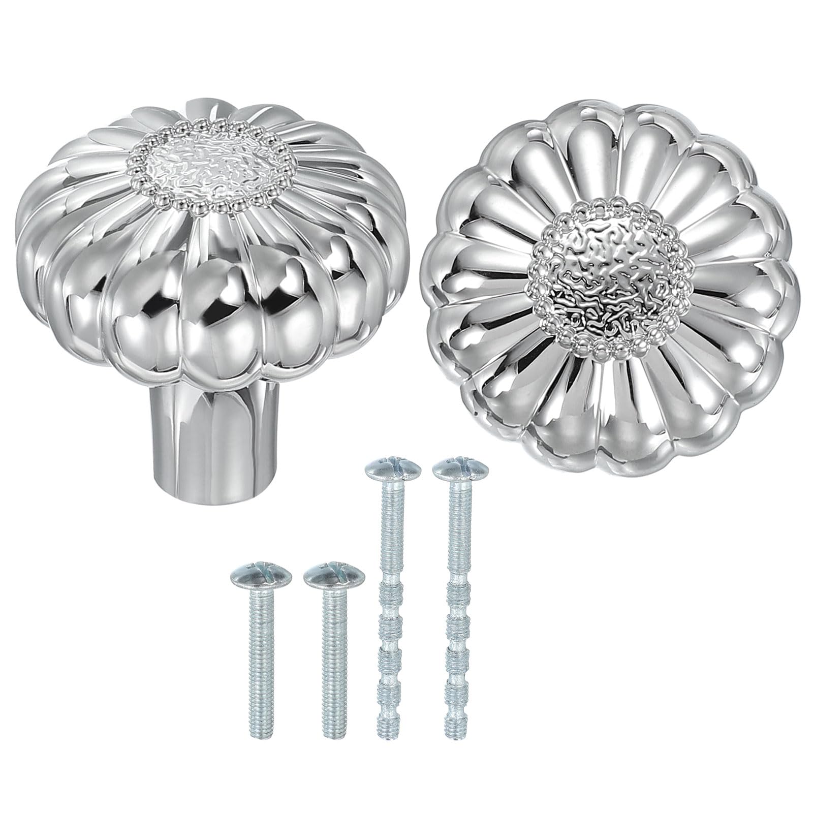 PATIKIL Knobs 2 Pcs Vintage Drawer Round Knobs Zinc Alloy Furniture Handle for Dresser Cupboard Kitchen Bedroom Bathroom, Silver