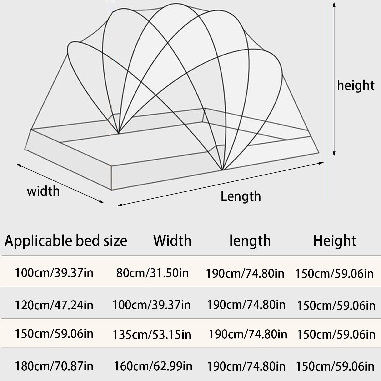 Universal Mosquitera, PortáTil Mosquito Net, Mosquitera, para Cama para Camas Exteriores, Viajar Doble Cama,A,80x190x150cm
