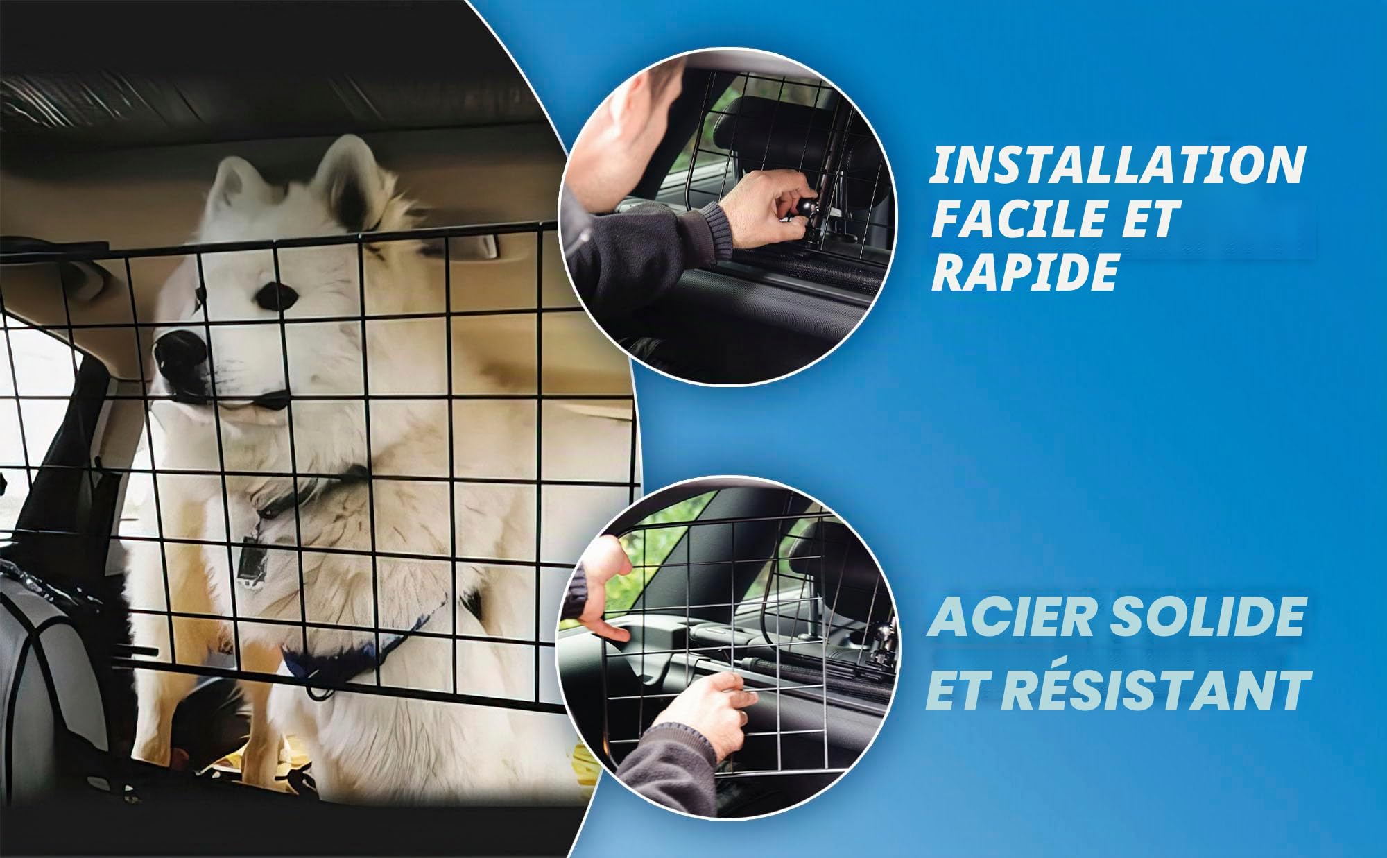 SUMEX S Séparateur métallique pour Chiens Barrière de Protection de Voiture pour appuie-tête Installation Simple Hauteur et Largeur réglables sans Outils