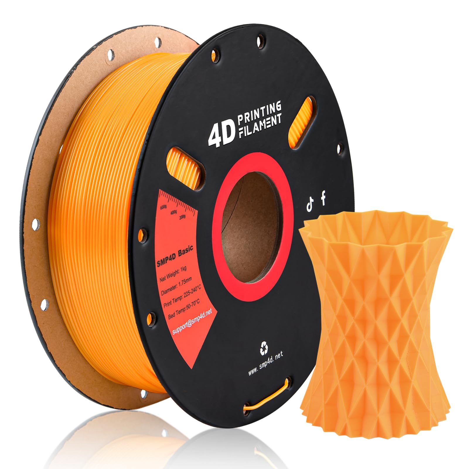 CCTREE 3D Printer SMP Filament (4D Filament) 1.75mm 1KG, Shape Memory Polymer Material, Dimensional Accuracy +/-0.03mm, 1.75mm Filament for Bambu Lab X1/P1P/A1, Creality K1C FDM 3D Printers, Yellow