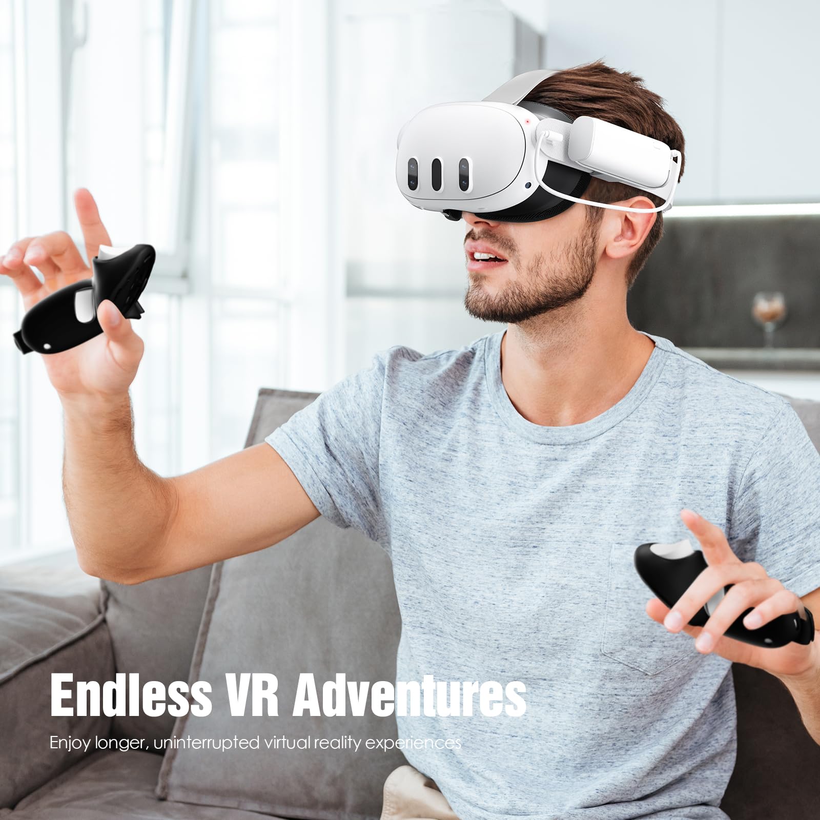 SUPERUS Battery Pack for Meta Quest 3/3S & Oculus Quest 2, 5000mAh, PD20W Fast Charging, Extra 2-3H Playtime, Compatible with Original & Elite Straps, Lightweight Portable Rechargeable VR Accessories — view 7