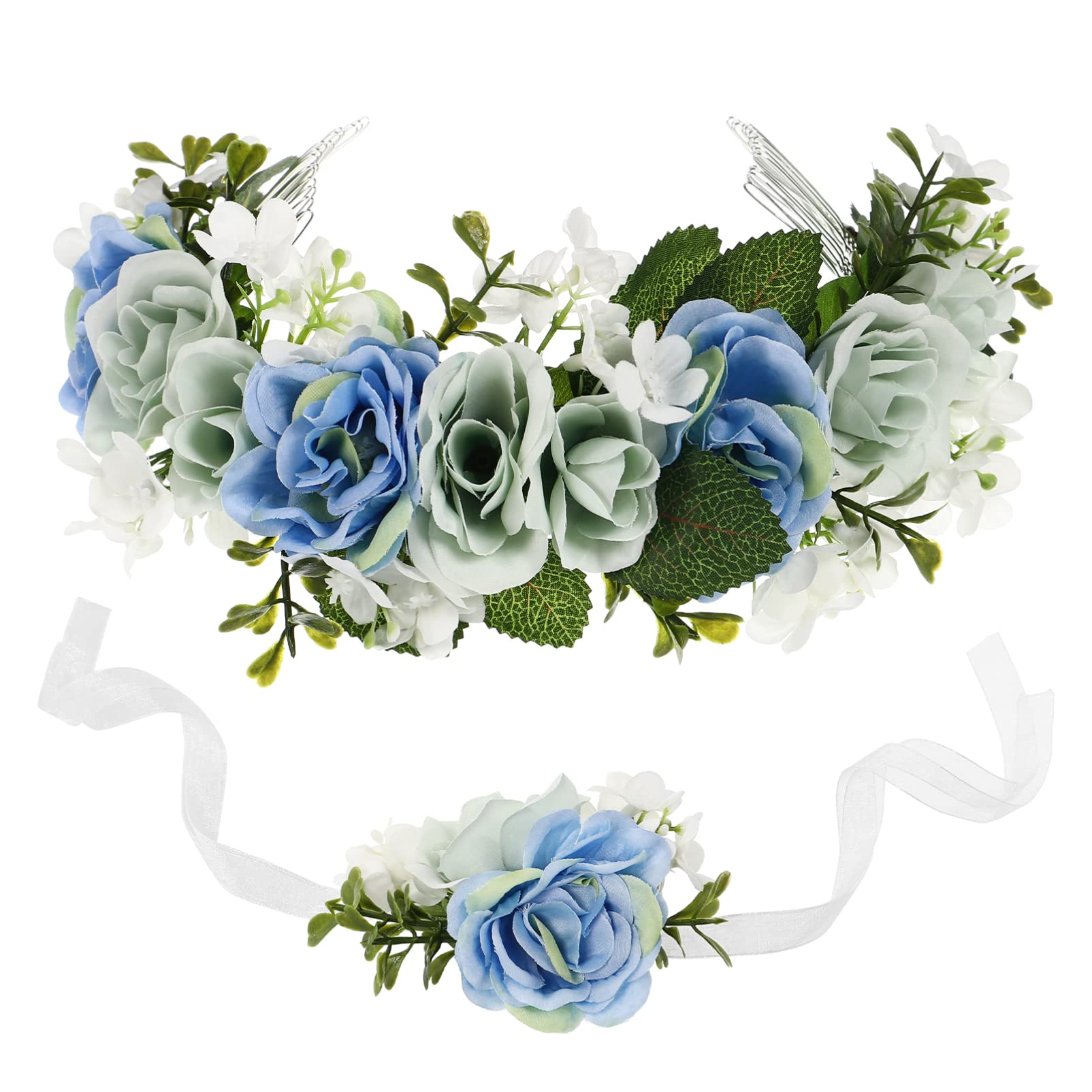 FRCOLOR Couronne de fleurs tropicales pour remise de diplôme - Accessoire pour cheveux pour femme - Pour mariée, demoiselle d'honneur, mariage, fête de plage