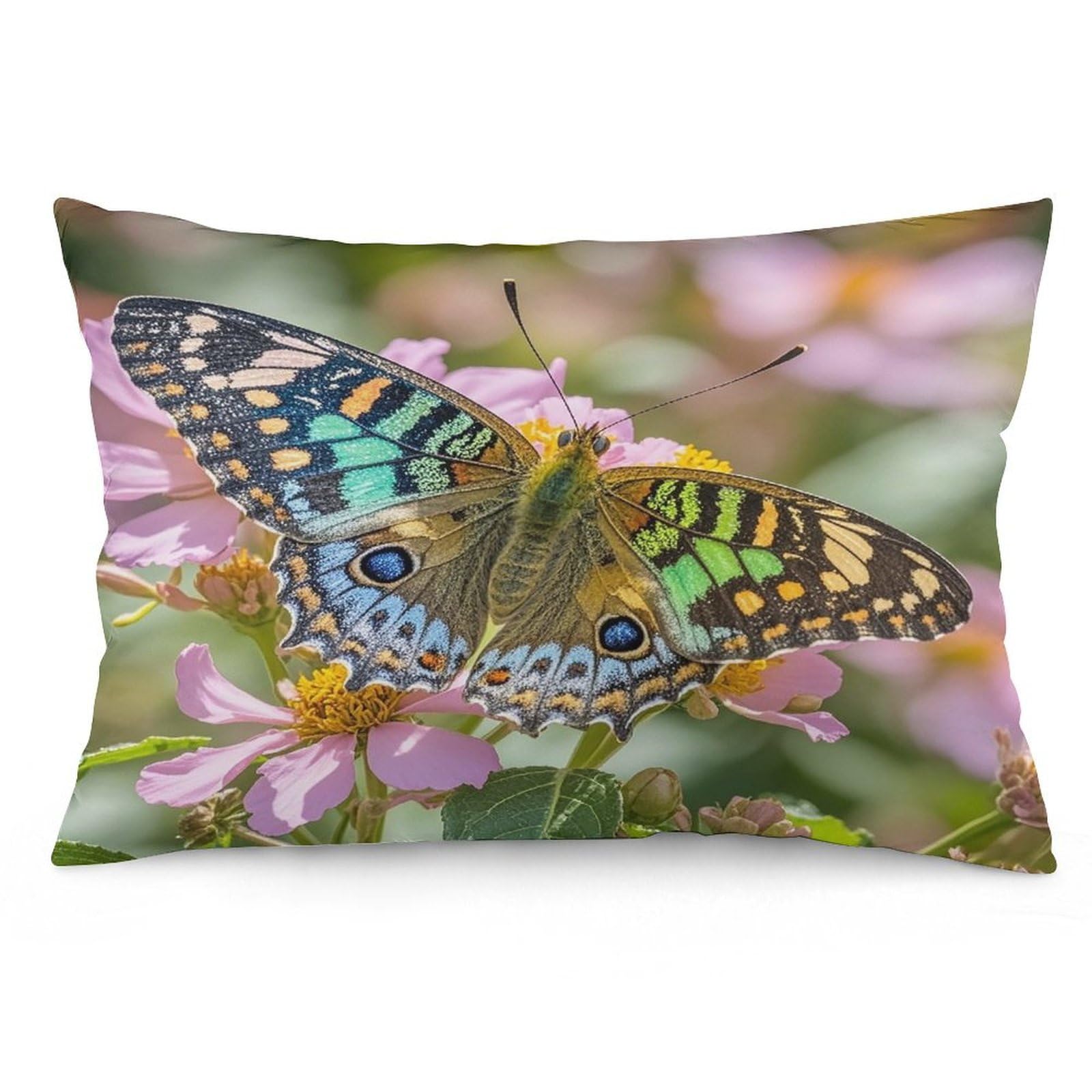 Butterfly Throw Pillow Cover Soft Lumbar Pillow Covers with Zipper Breathable Rectangular Cushion Case Polyester Pillow Case Decorative Body Pillow Cover for Couch Bed