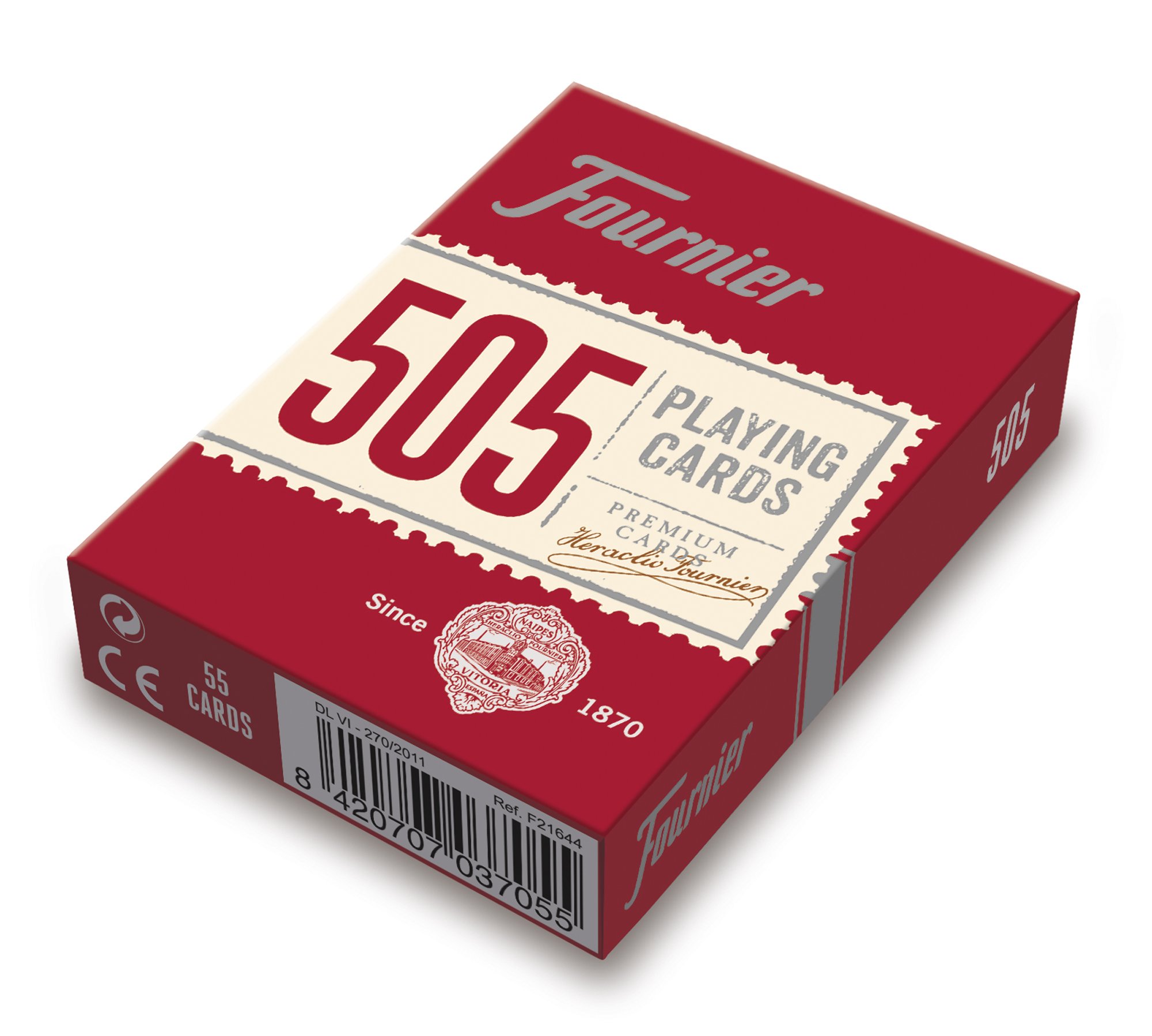 Fournier F21644 No 505 Classic Poker Playing Cards Deck, Red or
