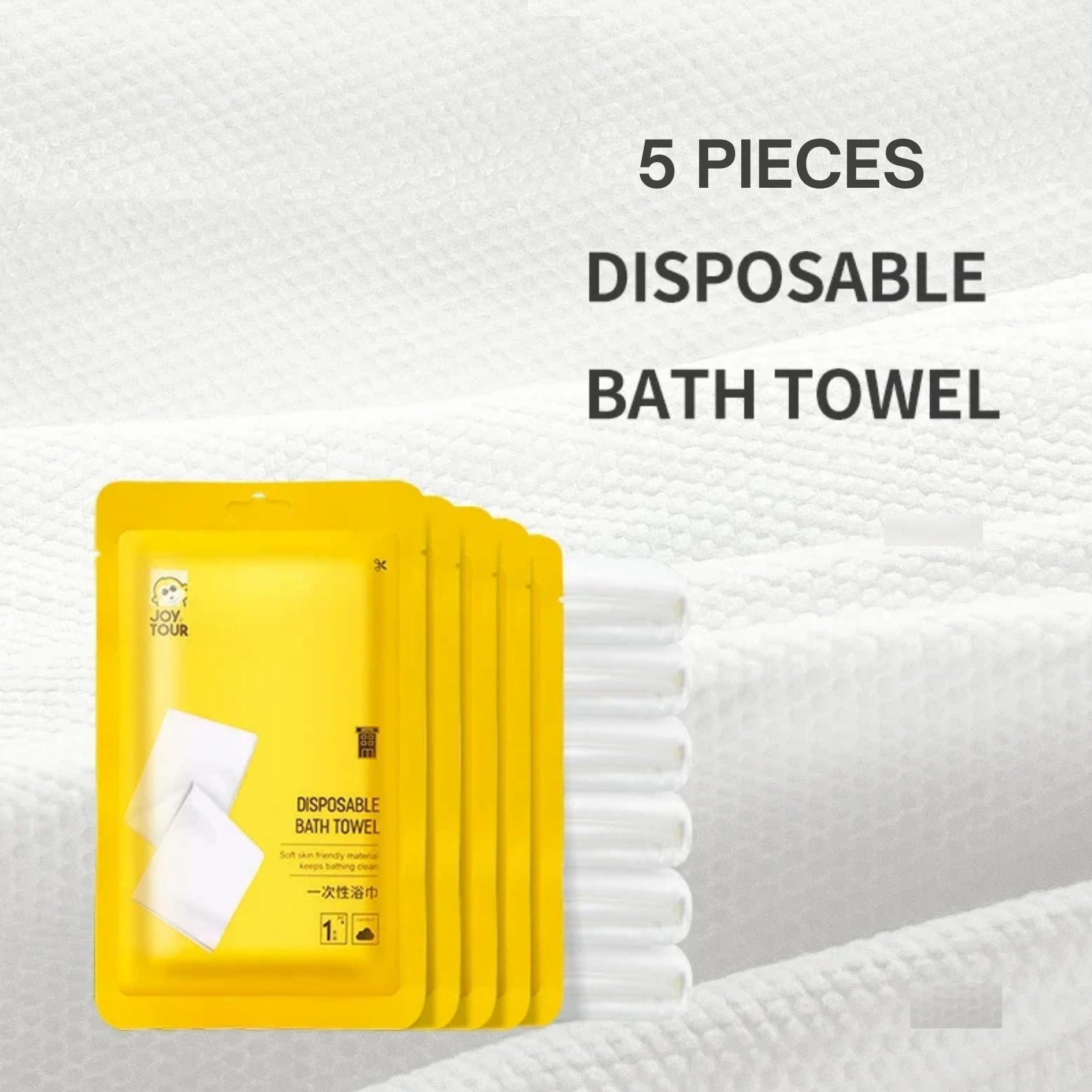 PuraBasis Disposable Bath Towels – 5 Pack Large Portable Towels for Travel, 55 x 27.5 Inches, Soft and Absorbent, Ideal for Camping, Hotels, Spa and Home Use