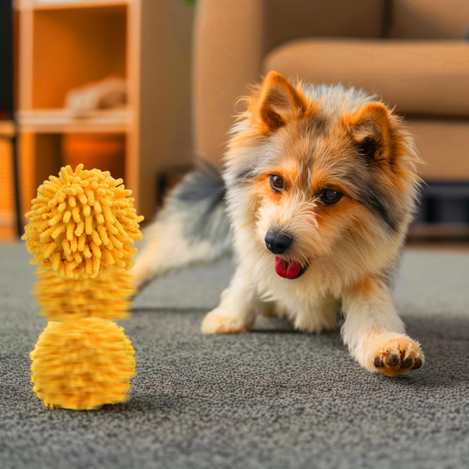 Balle interactive pour chien, balle auto-roulante pour chien avec housse anti-mastication pour petit/moyen/grand, jouet actif pour enrichir les chiens, jouets activés par le mouvement qui bougent sa