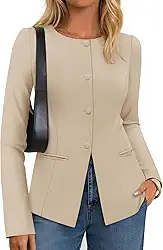 Blazers femininos casuais para negócios, outono, manga comprida, botões, jaquetas, roupas de trabalho para escritório, blazer ajustado, roupas 2025