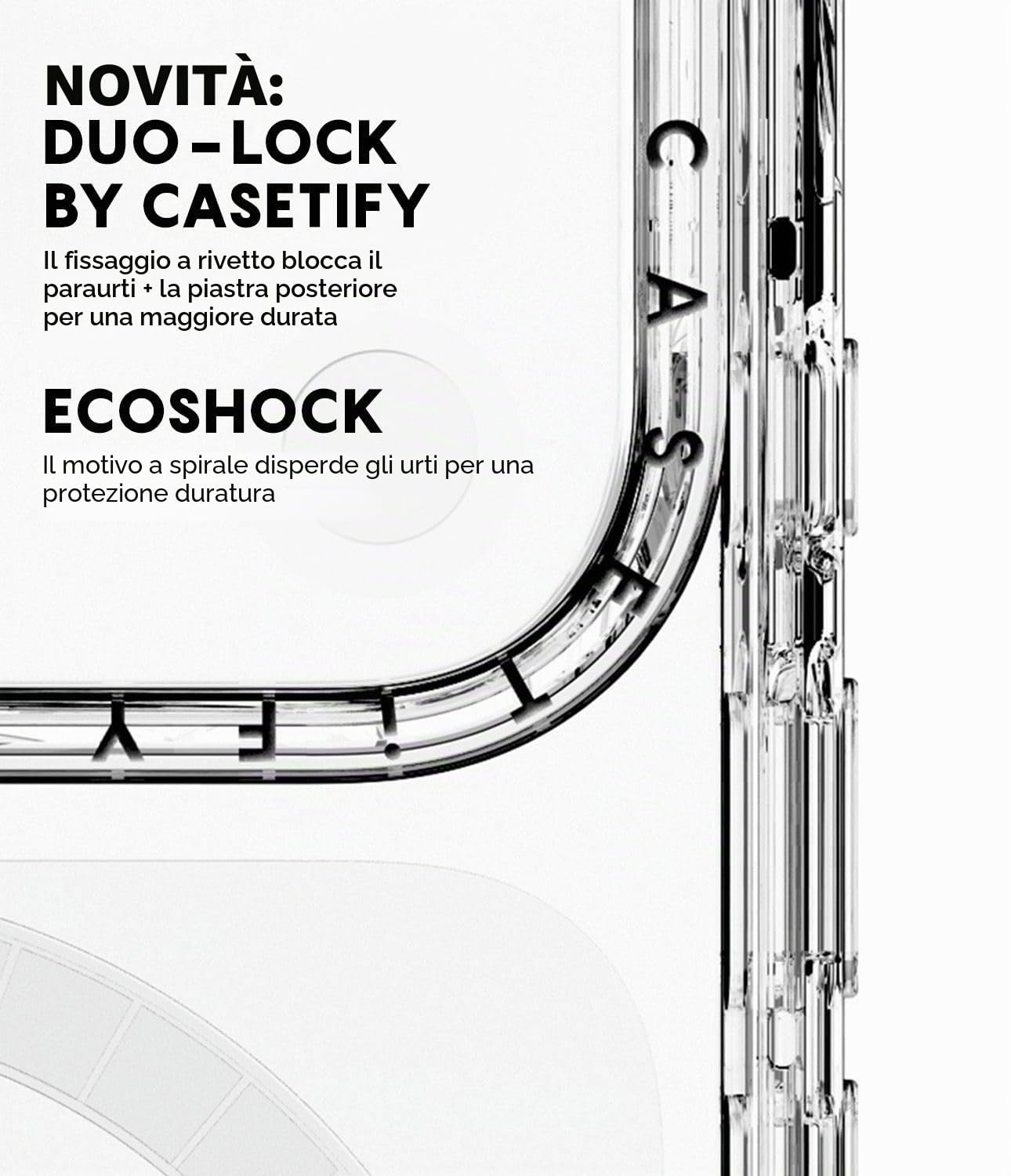 CASETiFY Magsafe - Custodia compatta per iPhone 17 Pro, leggera, sottile, compatibile con Magsafe, colore: Nero trasparente