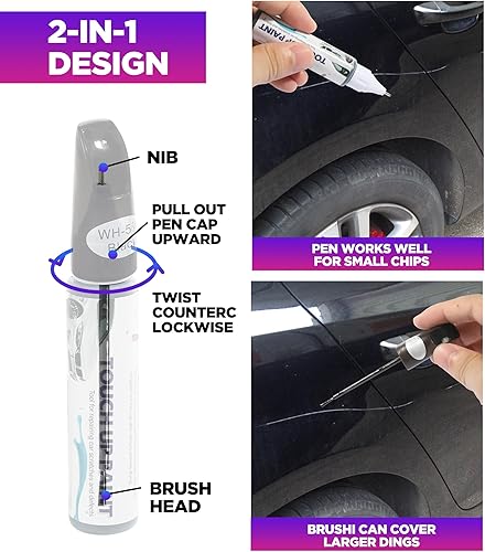 Miniatura 4 de Bolígrafo de pintura de retoque de automóvil, pintura de retoque automotriz 2 en 1, reparación de arañazos de pintura de auto fácil y rápida,