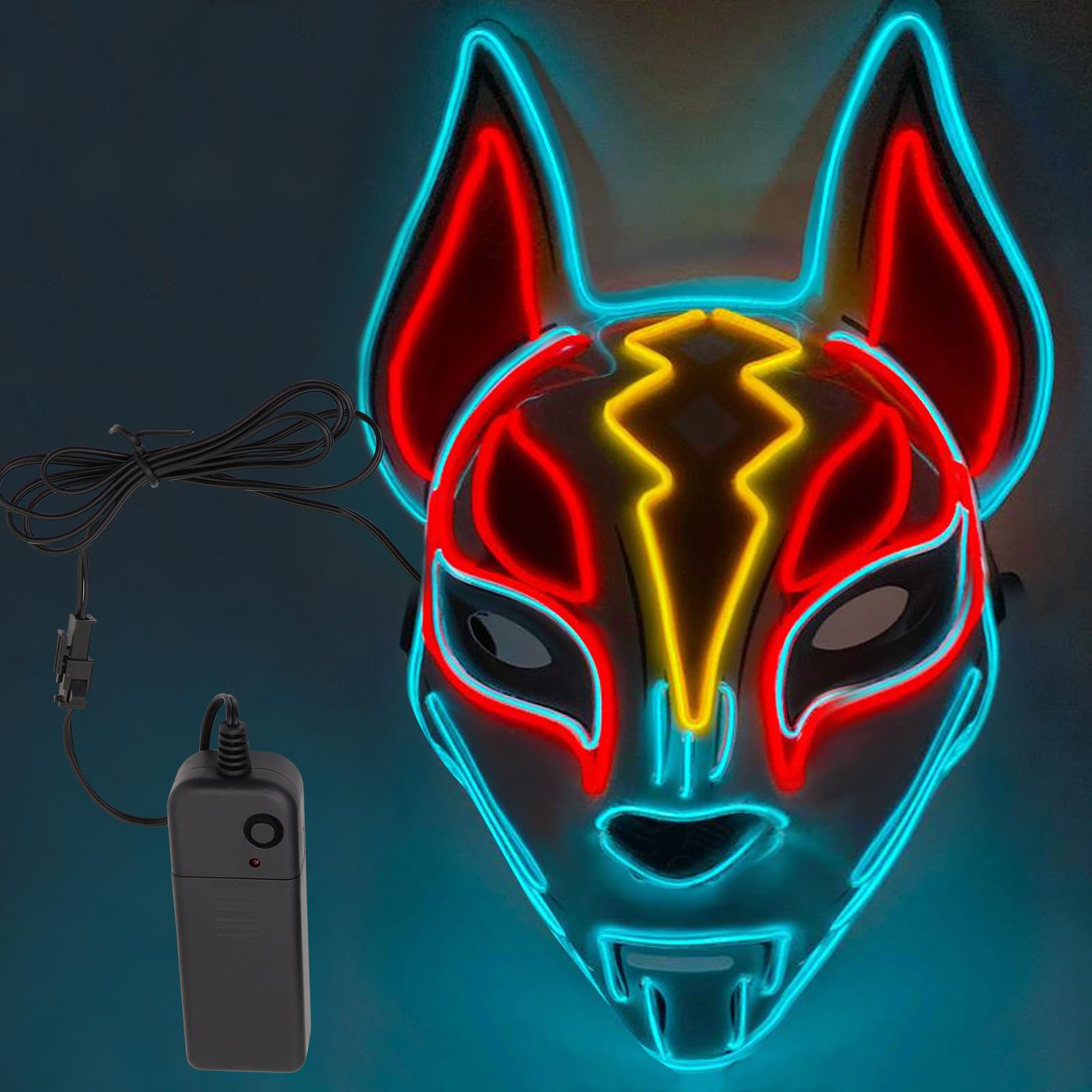 Halloween Mask with LED Lights - Scary Light-Up Mask for Costume Parties Cosplay, Masquerade & Carnival Festivals (white A) - Image 3