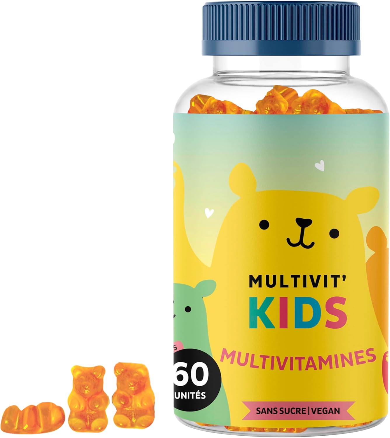 Gummies Multivitamin For Children From 4 Years, Multivit’ Kids – Immune Defences Support – With Vitamins B12, C, D, E and Iodine – 60 Units (1 Month), Vegan, Sugar Free, Bears with Benefits