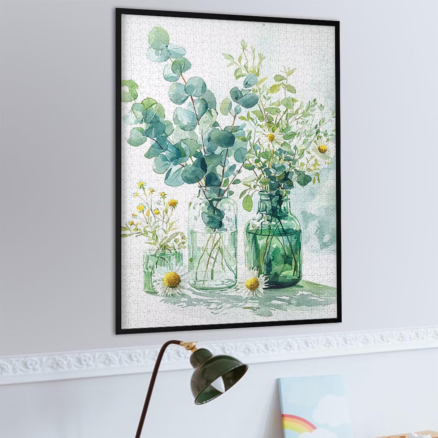 Puzzle 1000 sztuk dla dorosłych puzzle dla dorosłych 1000 elementów puzzle wymagające i drażniące mózgi edukacja gra dla całych prezentów dla mężczyzn, puzzle Motyw: (Vase Green Plants) h-443
