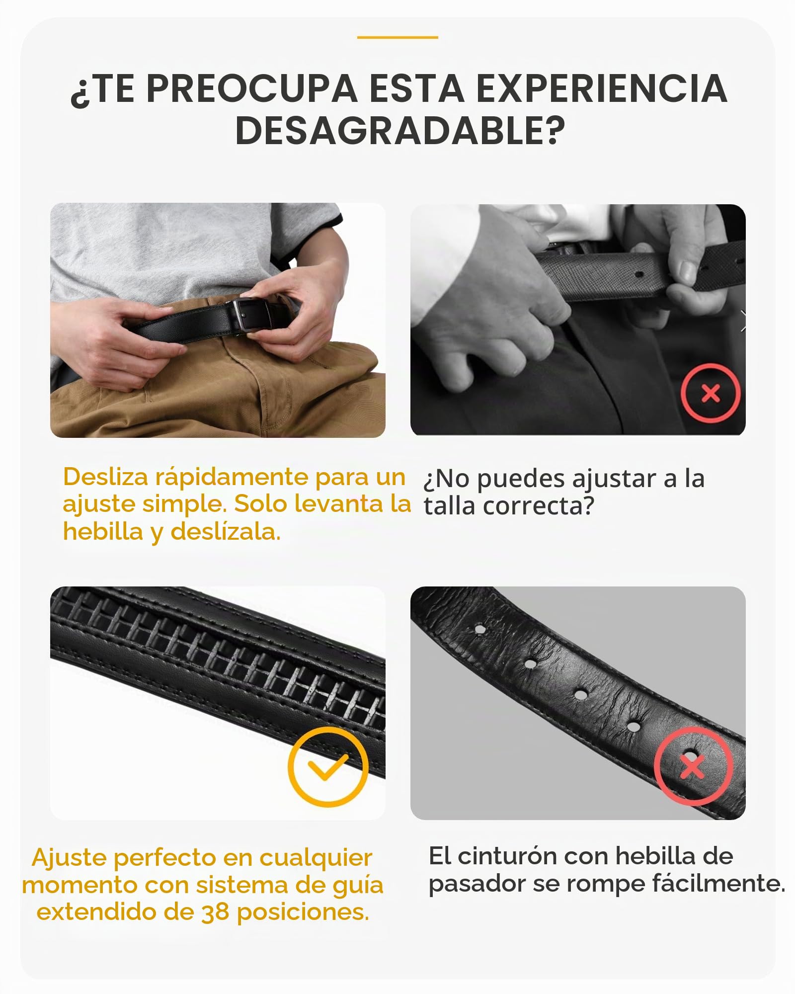 CHAOREN Cinturón Hombre 2 Piezas – Cinturón Automático de Piel 35 mm, Diseño Microajustable y Recortable
