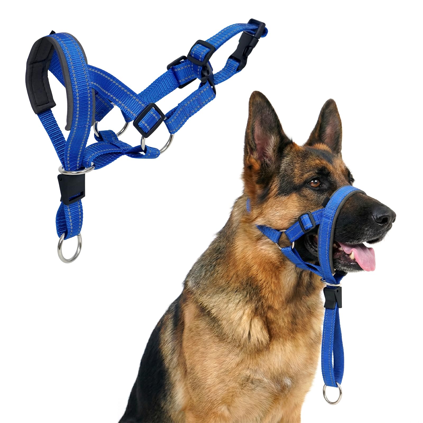 LIWEGHT Gentle Leader for Dogs Headcollar-to Stop Your Dog Pulling on the Leash,Adjustable Muzzle Leash Padded No Pull Head Halter with Safey Strap,Dog Training Headcollar for Medium Dogs(S)