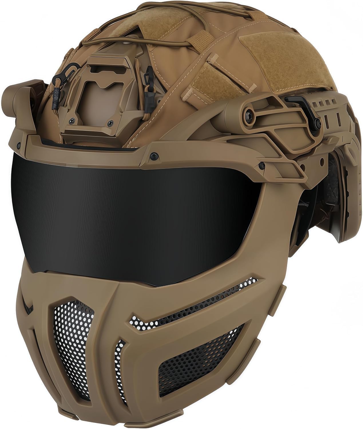 Casco tattico FAST, casco completamente coperto con maschera/occhiali in rete di acciaio, equipaggiamento protettivo per caccia e cosplay
