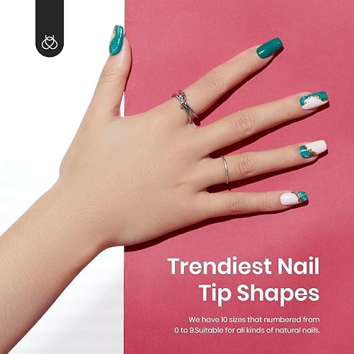 Miniatura 20 de Beetles - Kit de gel para extensión de uñas fácil de usar, 500 uñas de gel de almendra extracortas transparentes y preformadas, pegamento multiusos