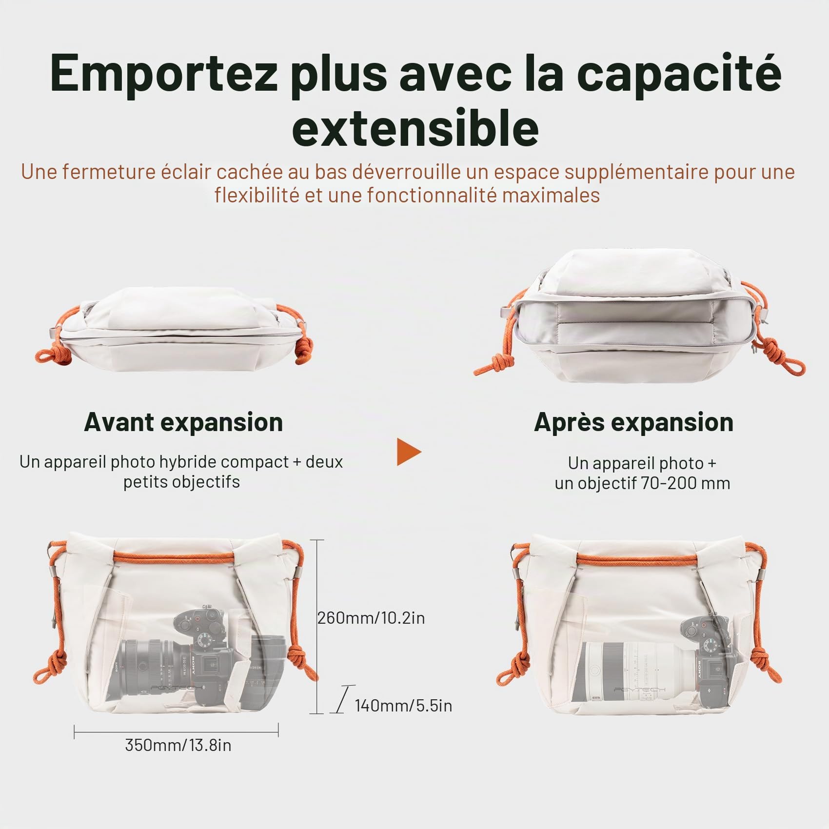 PGYTECH OneGo Sac à bandoulière en corde pour appareil photo compact