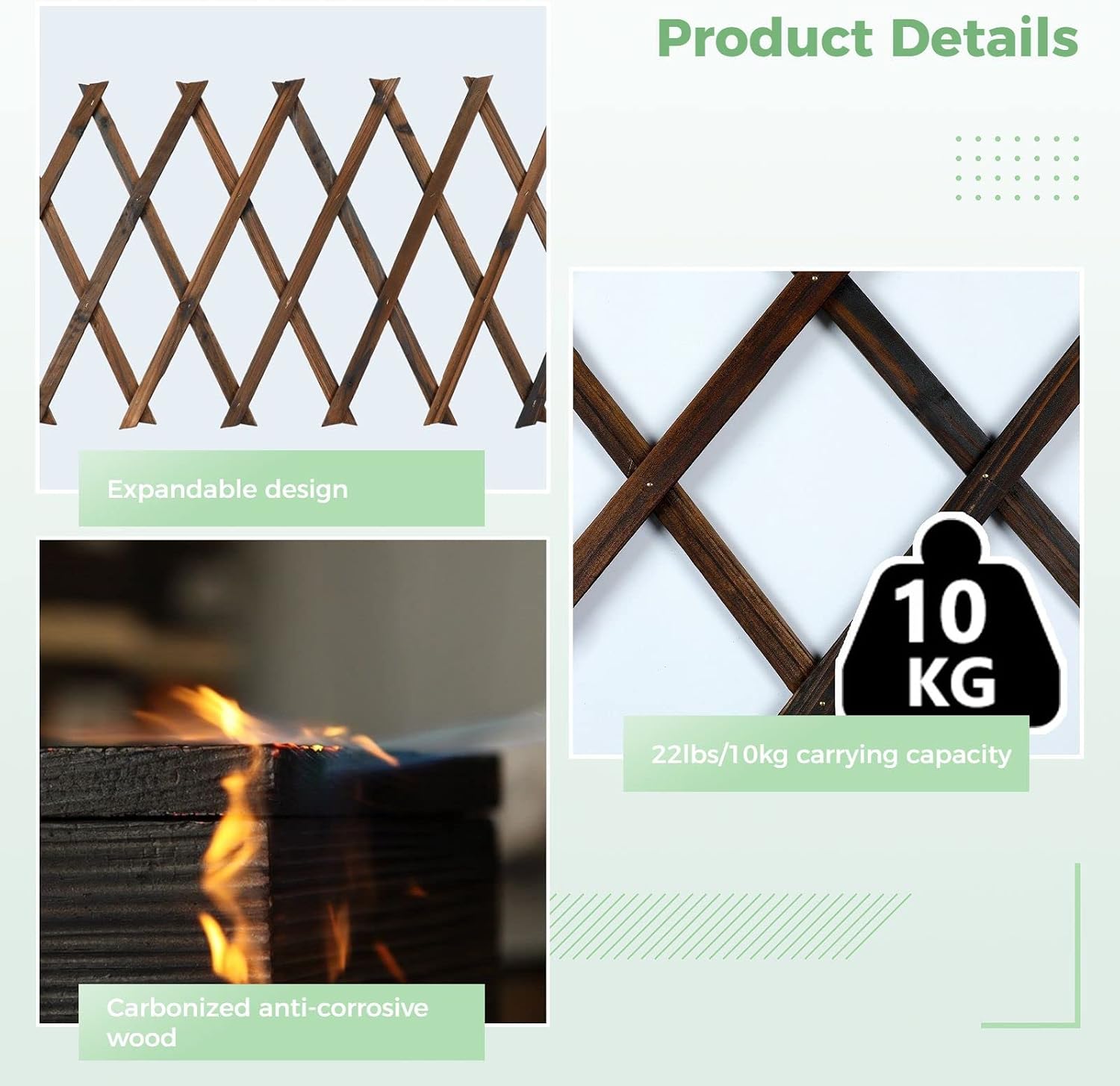 Expandable Wooden Trellis Panels, 2 Pcs - Image 4