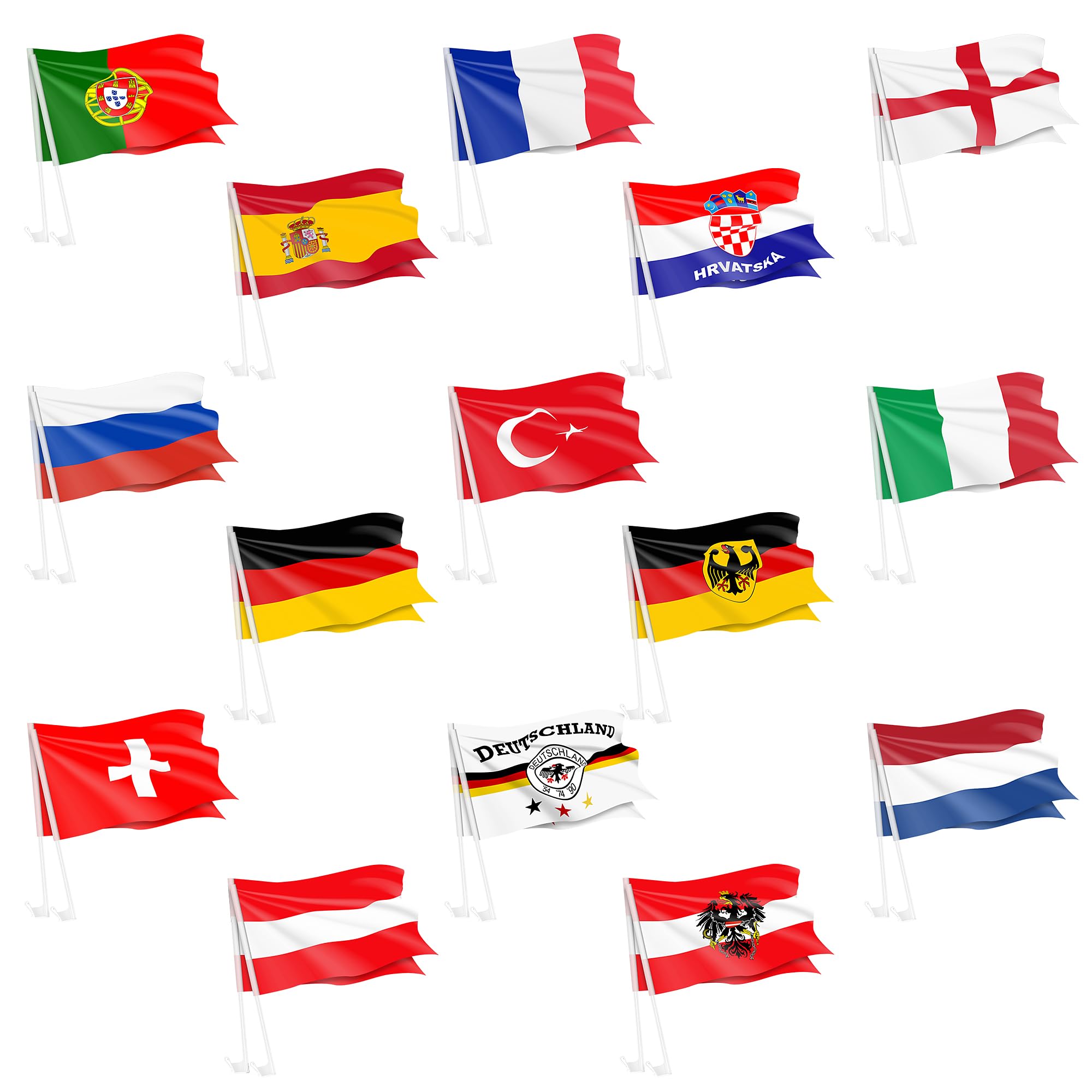 Taffstyle Lot de 2 drapeaux de voiture Portugal - Drapeau supporter Coupe du monde Basketball Handball