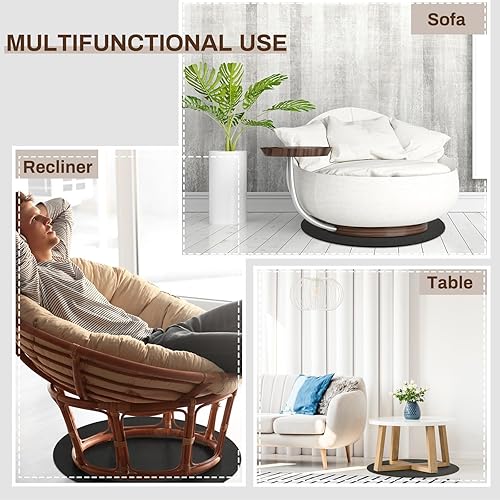 Miniatura 5 de Timgle 2 almohadillas redondas de goma antideslizantes de 27.2 pulgadas para sillas reclinables, alfombrilla de goma redonda antideslizante para