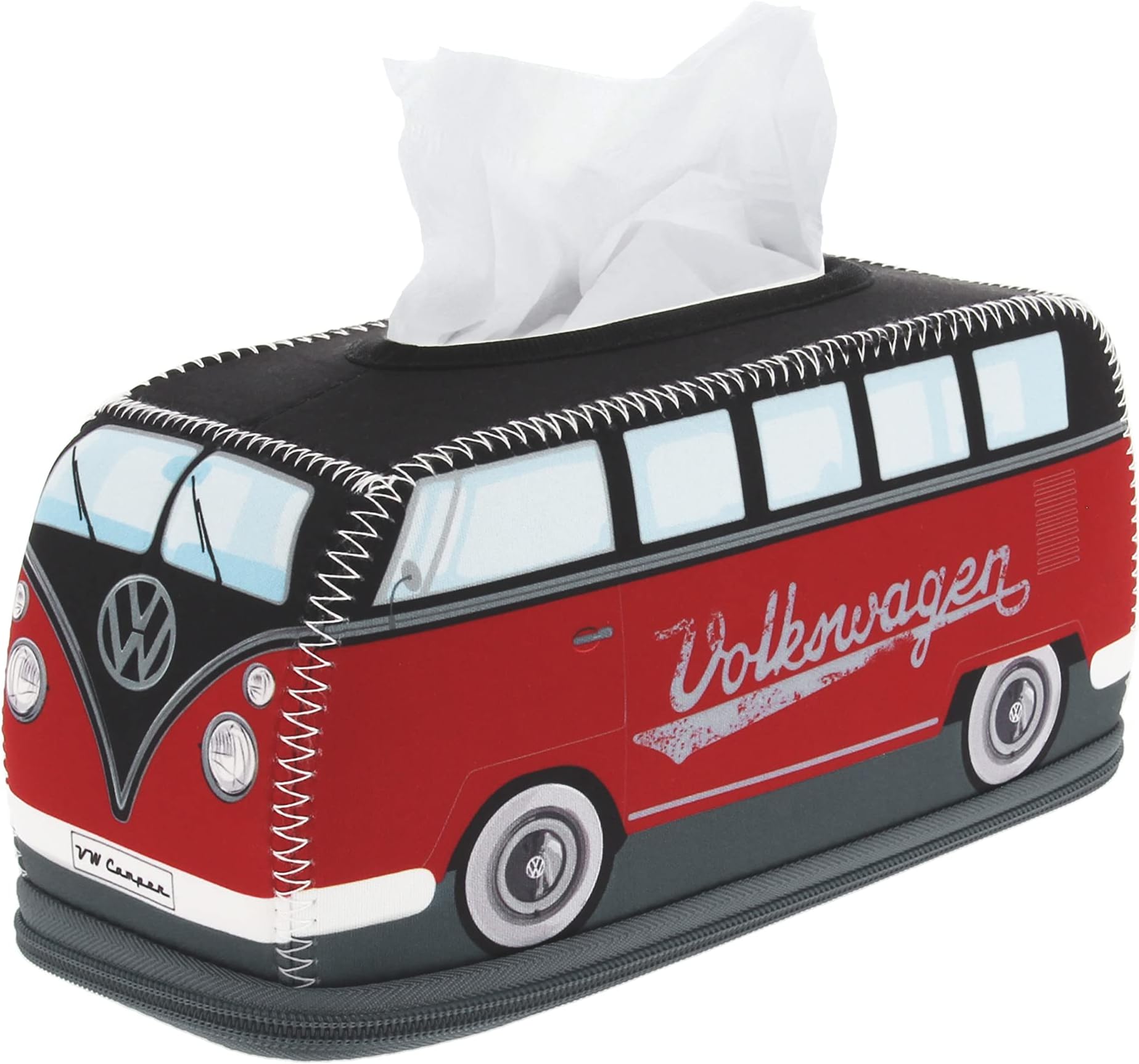 BRISA VW Collection T1 Bath Neoprene Tissue Box Holder RD/BK BUNE204