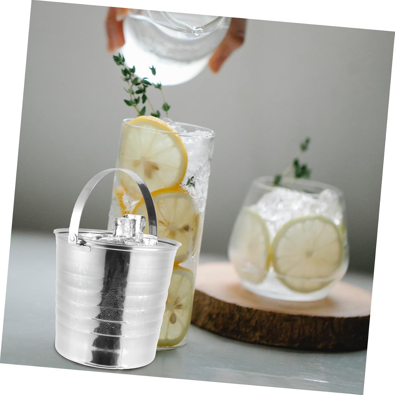 Stainless Steel Ice Bucket with Lid and Tongs Double Insulated Cooler for Beer and and Party Use