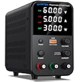 WANPTEK DC Power Supply Variable 60V 5A With Output Switch/OCP, Adjustable Lab Bench Supply, 4-Digits LED Display, USB Fast Charge Port, Encoder Knob