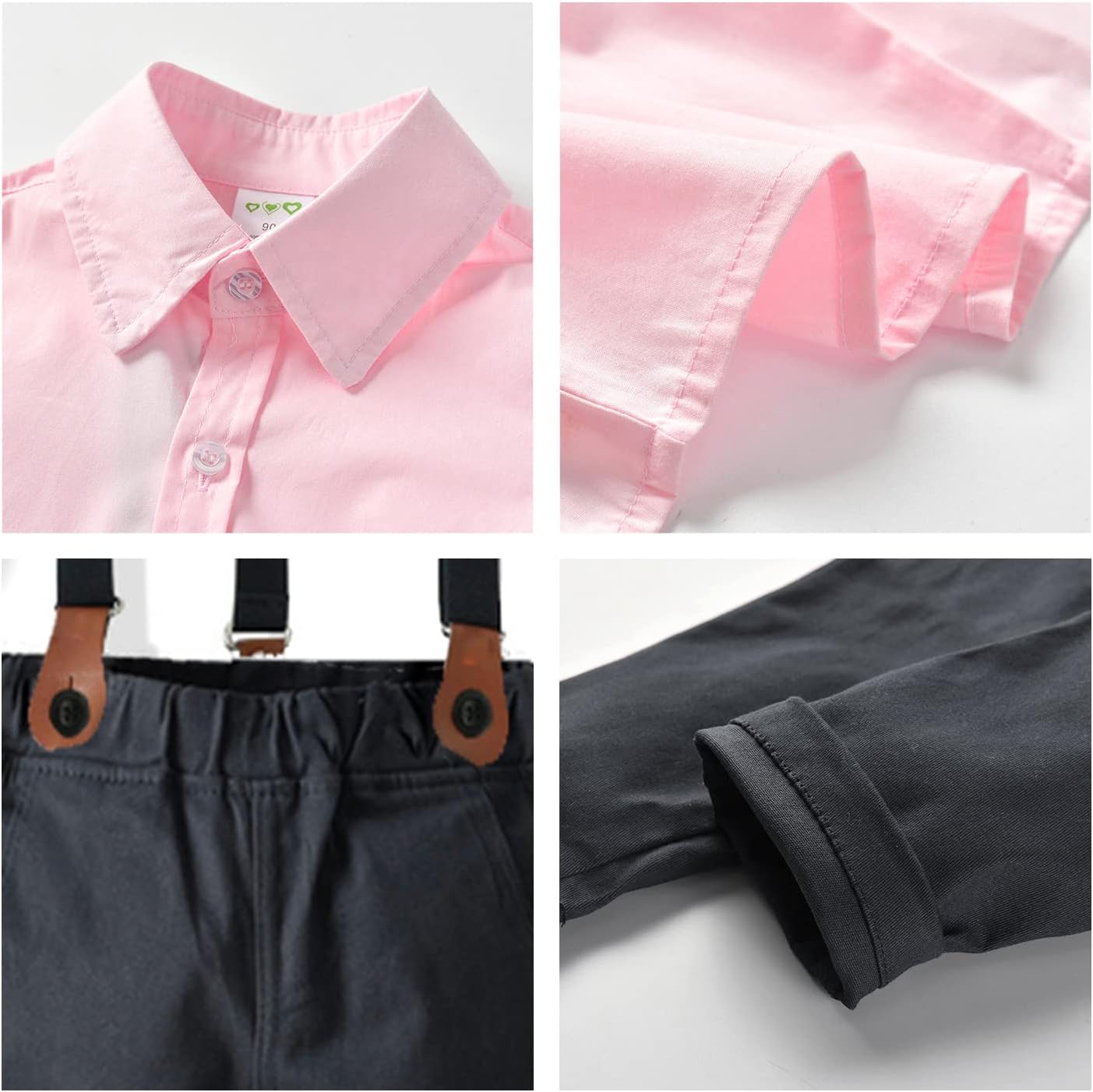 Volunboy Boys Clothes Set Toddler Kids Gentlemen Suit Long Sleeve Bow Tie Shirts Suspenders Pants Outfits - Image 5