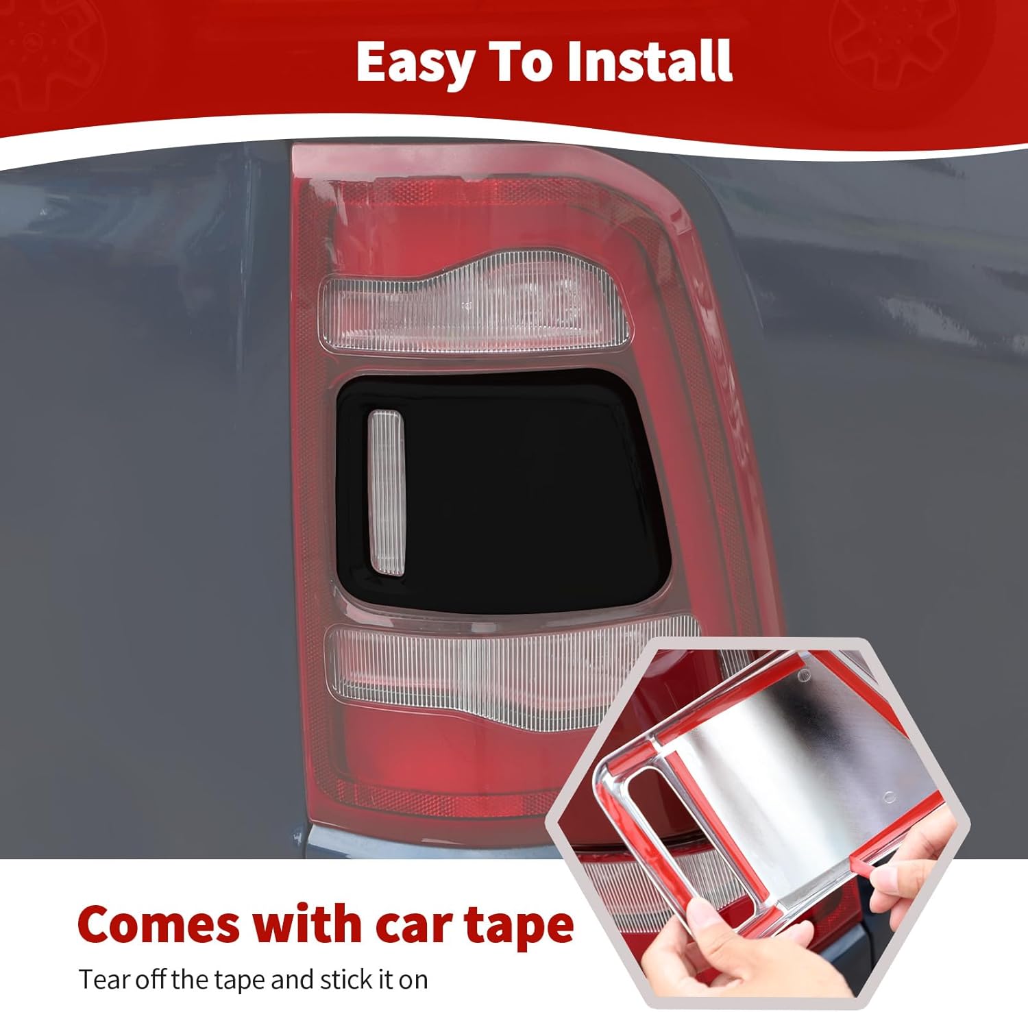 for RAM Tail Lights Cover Trim for RAM 1500 2018-Present Black Exterior Accessories 2pcs