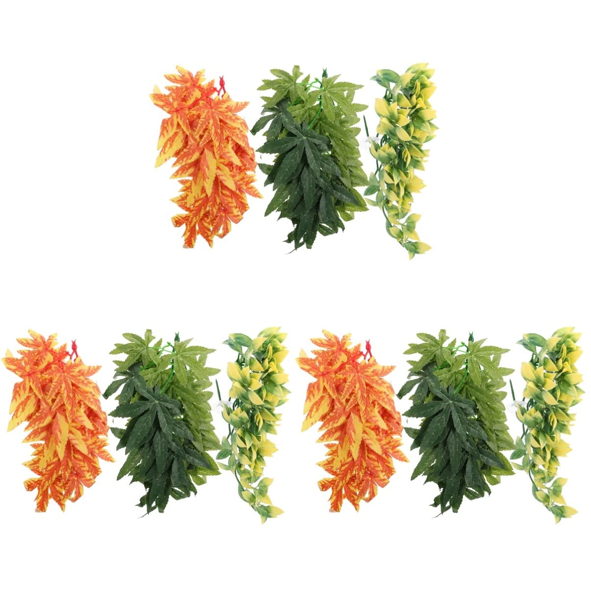 ULTECHNOVO 9piezas Decoración De Plantas Artificiales para Terrarios Enredaderas Simuladas para Hábitats De Reptiles Ornamentos Colgantes Naturales para Geckos Serpientes