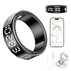 Domhong Smart Ring Health Tracker for Women Men - IP68 Waterproof Fitness Rings with LED Screen Heart Rate