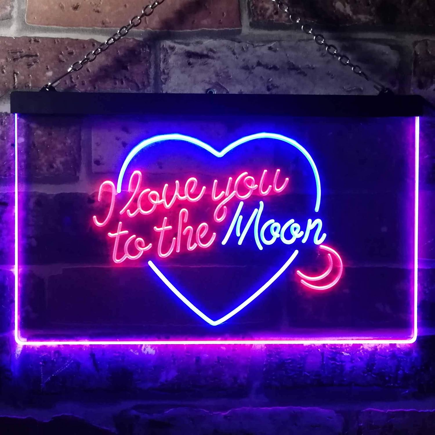 ADVPRO I Love You to The Moon Room Décor Dual Color LED Neon Sign Blue & Red 16" x 12" st6s43-i3492-br