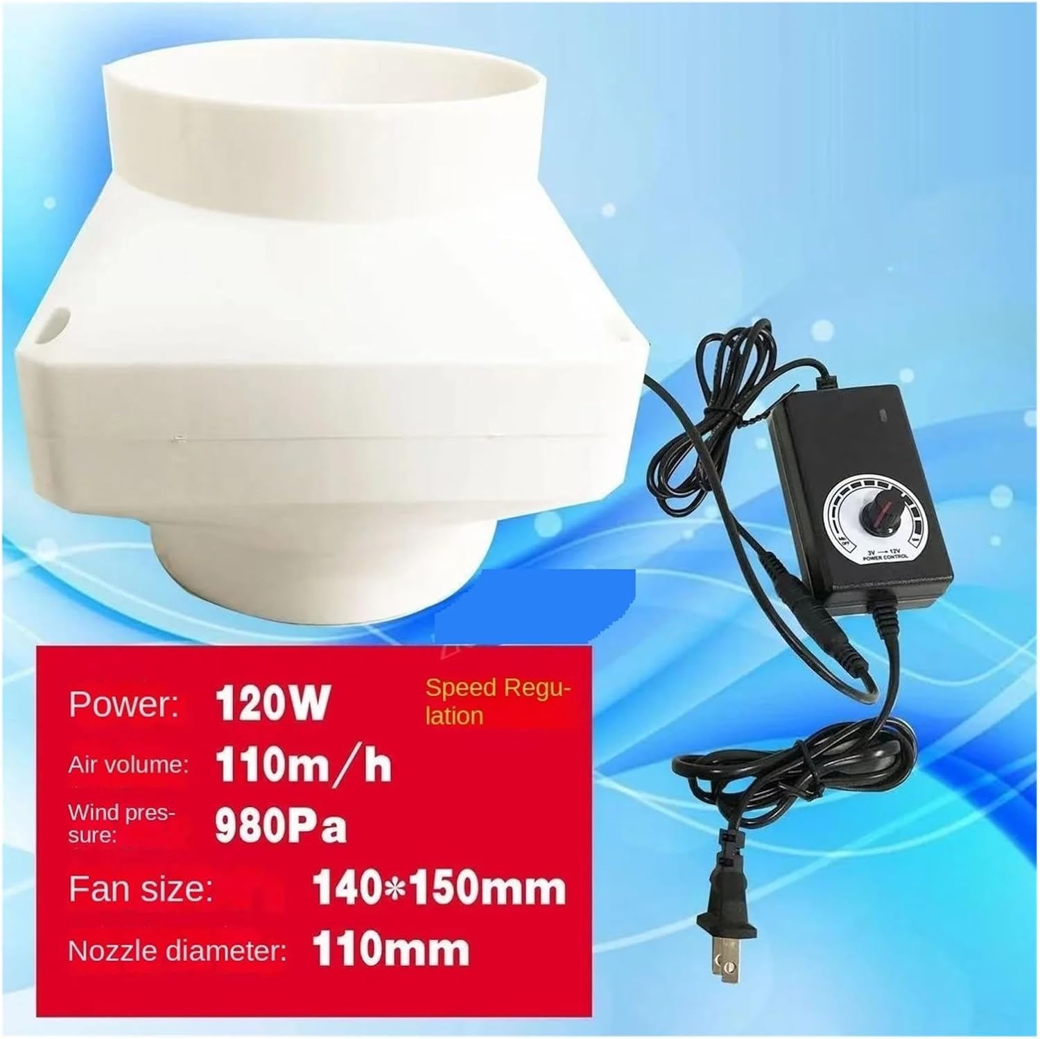 Electric exhaust fan ventilator adjustable speed ventilation fan industrial(100mm)