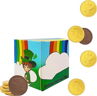 St. Patrick's Day Lucky Belgian Milk Chocolate Gold Coins, Nut-Free, Kosher Certified Dairy, Leprechaun Box (Half-Pound)
