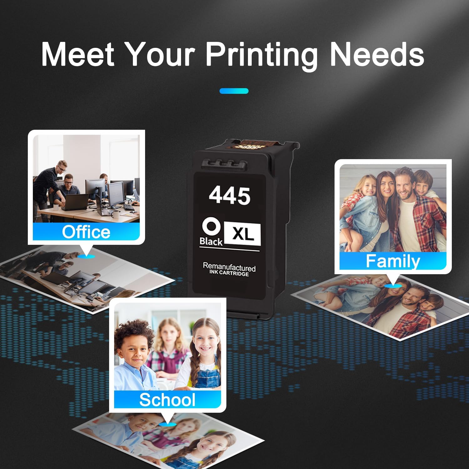 PG-445XL Black Ink Cartridge Replacement for Canon 445XL PG445 High Yield for MG2440 MG2540S MG2545S MG2940 TS204 TS304 MX494 TR4540 IP2840 Printer (1 Black)