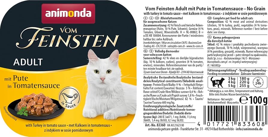 Animonda Kattenvoer Natvoer Van Het Fijnste Kattenvoer Nat Met Lam In Kruidensaus (32 X 100 G Natvoer Met Zalm