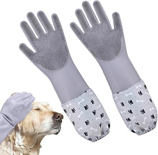 Grooming Gloves For Dogs - Pet Bathing Gloves, Multipurpose Pet Grooming Cleaning Glovves, Effortless Dog Cat Bathing Shampoo Glovves, Silicone Hair Removal Glovees For Pets